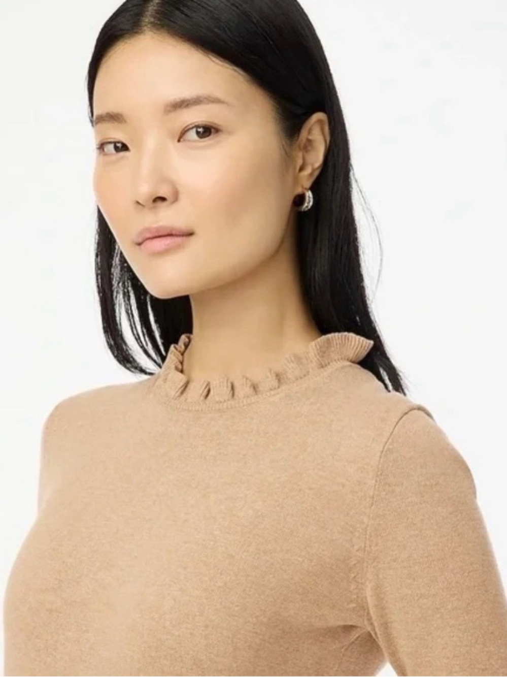 EUC J Crew 100% Cotton Ruffleneck sweater Women’s Sz XXS